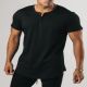 M's Kinetic Curved Hem Henley Muscle Fit